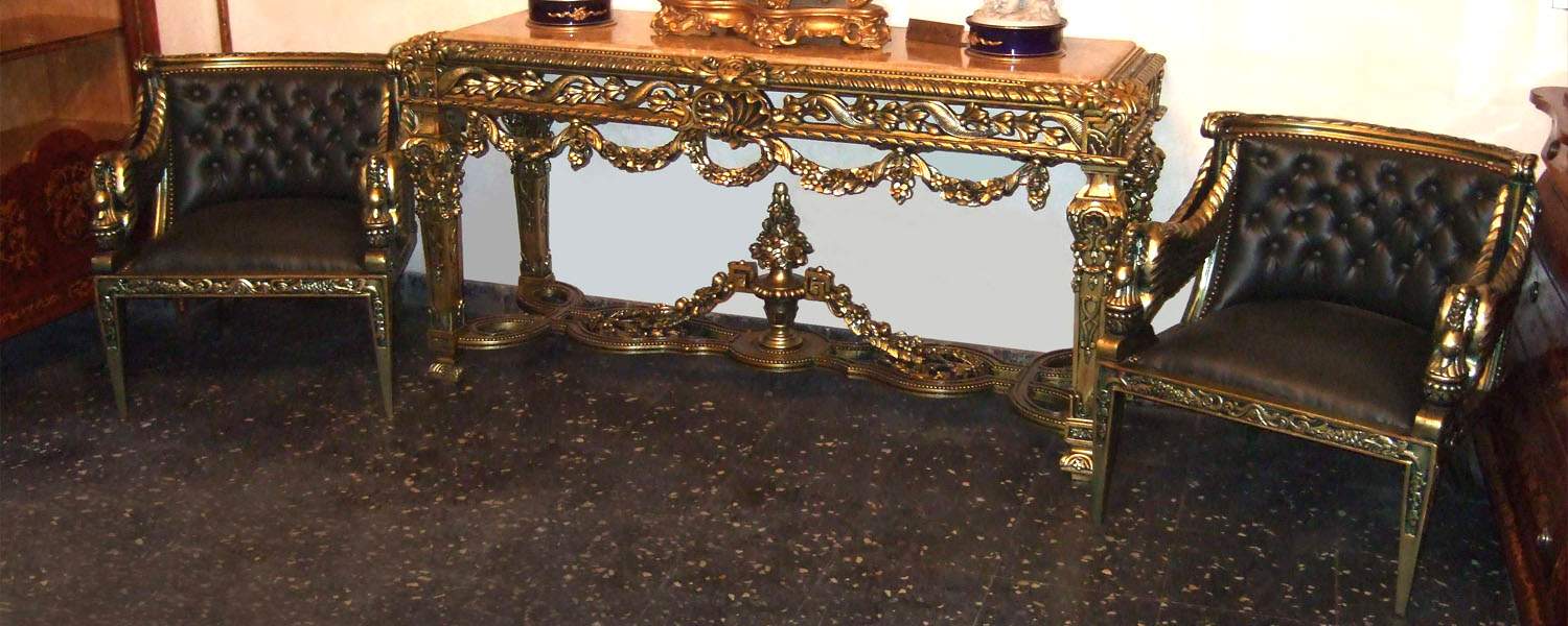 French style carved and gilded entrance console table