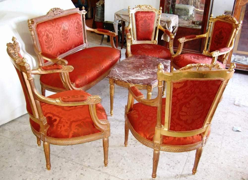 Louis XVI Style Gilded Salon Chair with Upholstered Seat, France