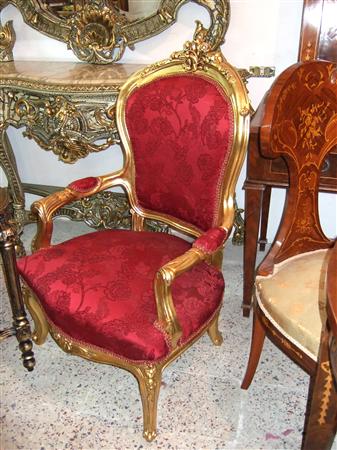 French Louis XV red salon chair - Shop Chippendale Antiques Chairs